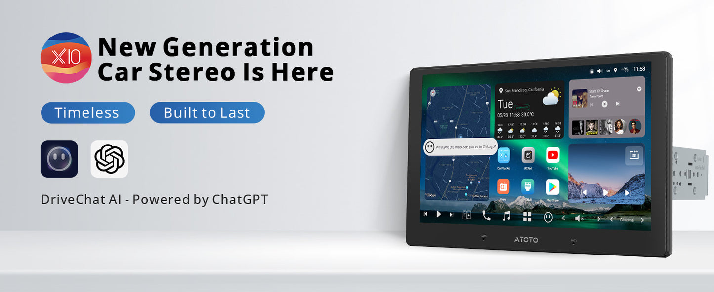 ATOTO X10G110E QLED AI Android Single Din Car Stereo, Floating Screen Head Unit, 8G+128G in-Dash Navigation, 4G LTE, Wireless Carplay & Android Auto, Dual Phone Connection & 2 BT, 36B-EQ