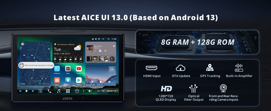 ATOTO X10G110E QLED AI Android Single Din Car Stereo, Floating Screen Head Unit, 8G+128G in-Dash Navigation, 4G LTE, Wireless Carplay & Android Auto, Dual Phone Connection & 2 BT, 36B-EQ