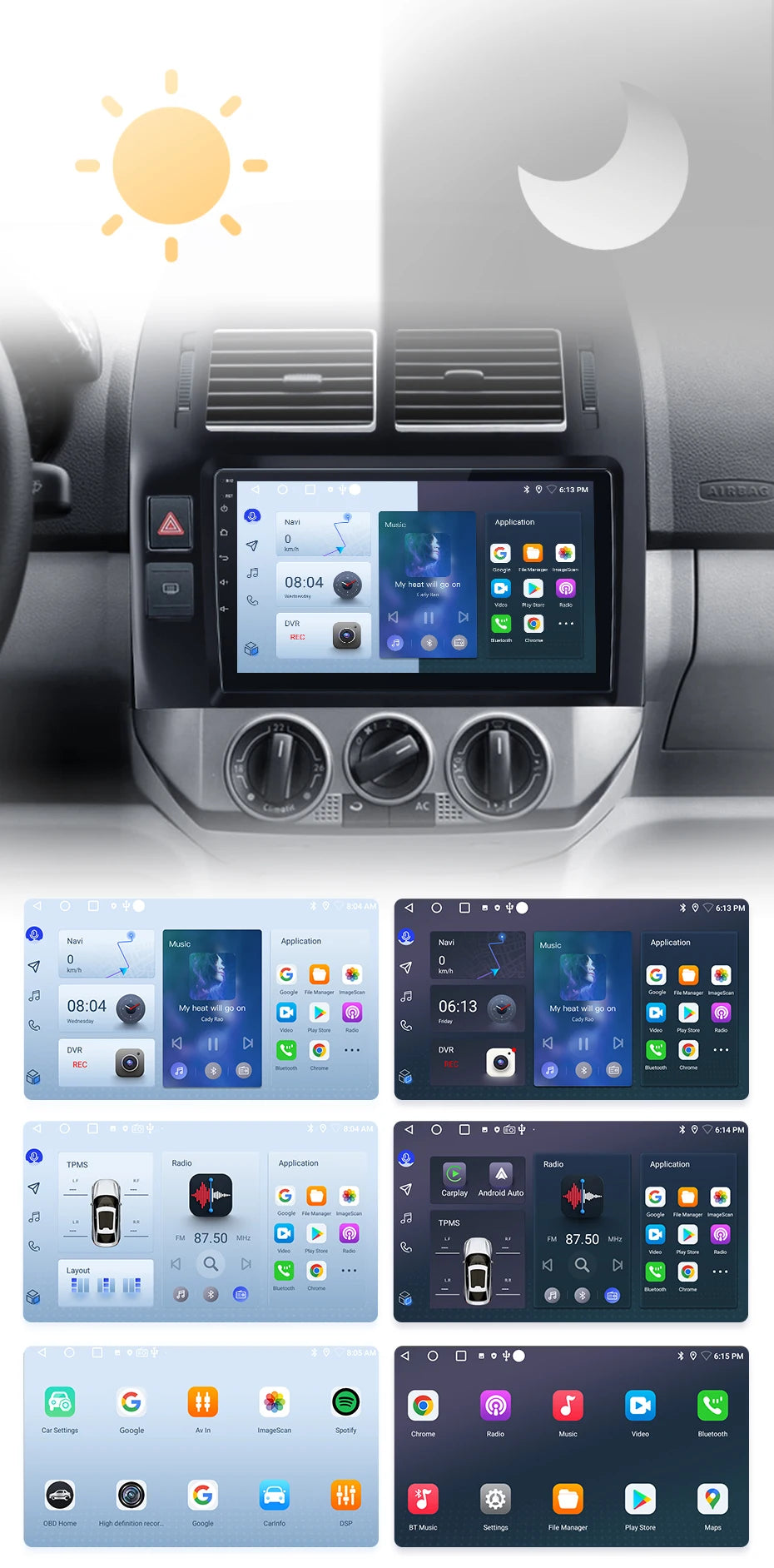 Junsun V1 AI Voice Radio sans fil CarPlay et Android Auto & CarPlay Volkswagen Polo IV 2001-2009, autoradio GPS multimédia 4G 2DIN