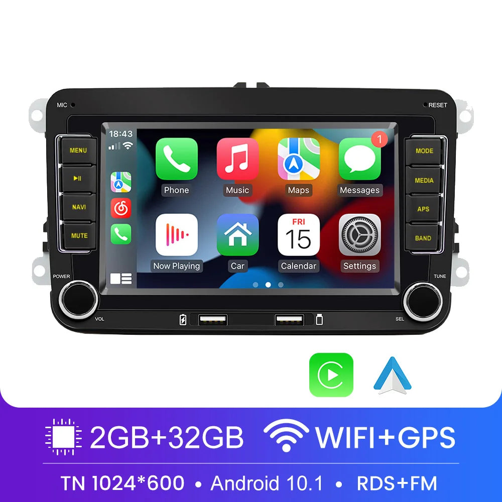 Autoradio 2 DIN Android 13 – Lecteur multimédia GPS avec Wi-Fi et CarPlay pour Volkswagen, Skoda Octavia, Golf 5/6, Touran, Passat, Polo, Jetta