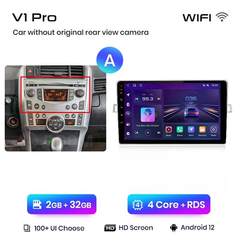 Autoradio CarPlay & Android Auto pour Toyota Verso R20 (2009-2018) Système Multimédia Intelligent avec GPS Intégré