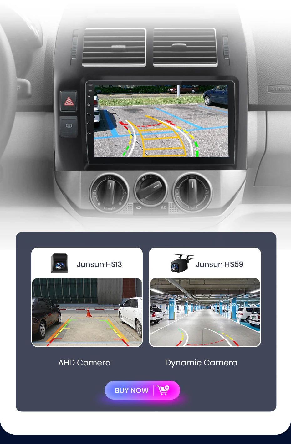 Junsun V1 AI Voice Radio sans fil CarPlay et Android Auto & CarPlay Volkswagen Polo IV 2001-2009, autoradio GPS multimédia 4G 2DIN