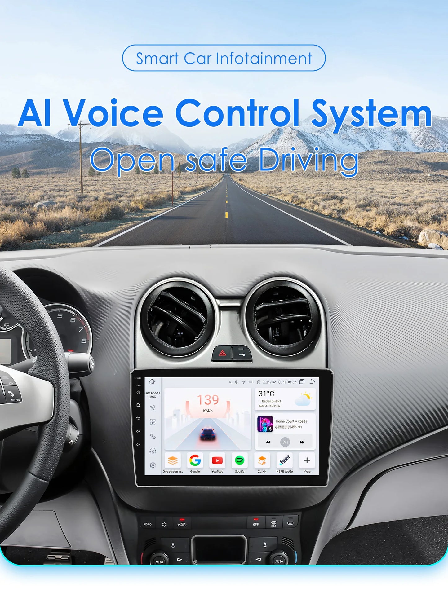Autoradio Android 2DIN pour Alfa Romeo Mito 955 de 2008 à 2016 avec écran 9 pouces, GPS, CarPlay, Android Auto, lecteur multimédia vidéo et audio stéréo