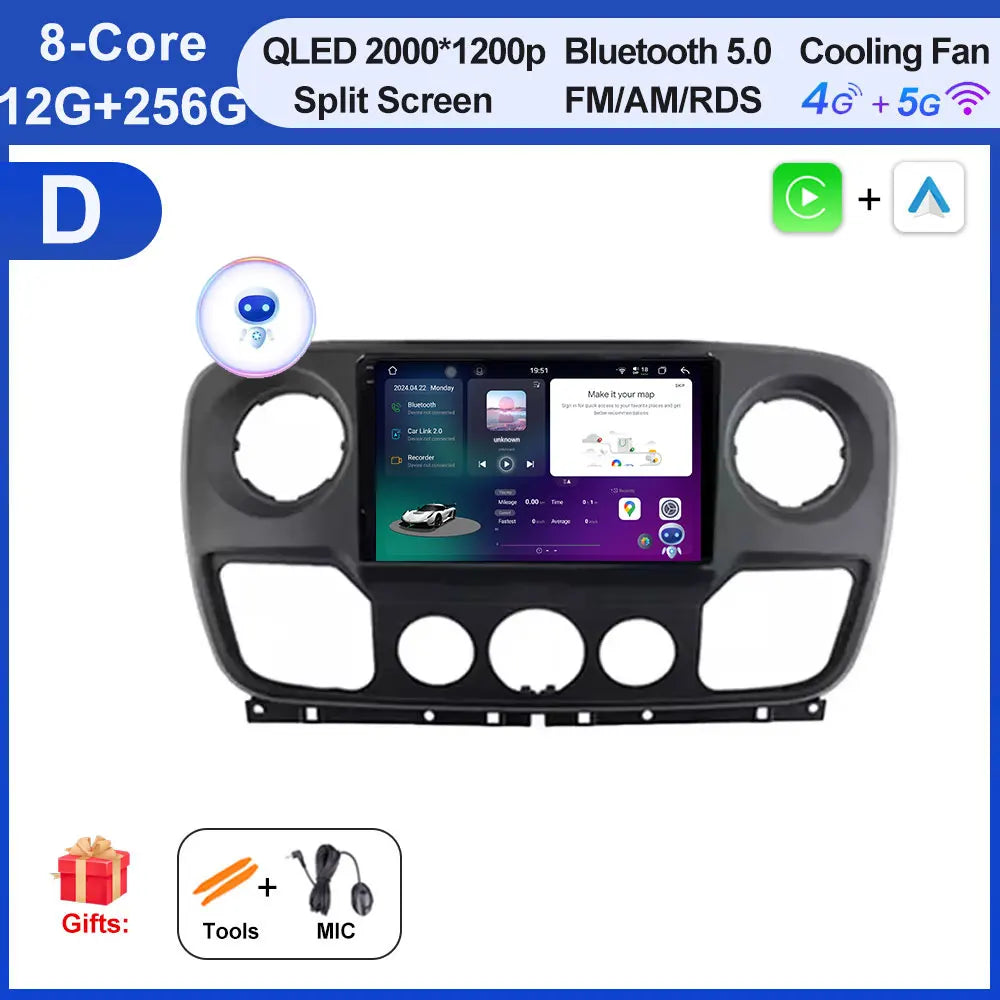Android Auto, CarPlay sans fil Nissan NV400, Opel Movano, Renault Master III (2010-2019)