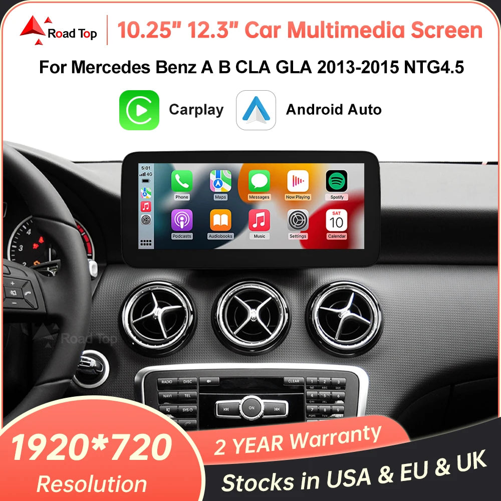 Autoradio écran Multimédia 1920x720 pour Mercedes-Benz Classe A, B, CLA, GLA (2013-2015) – NTG4.5, Écran Tactile, CarPlay & Android Auto Sans Fil