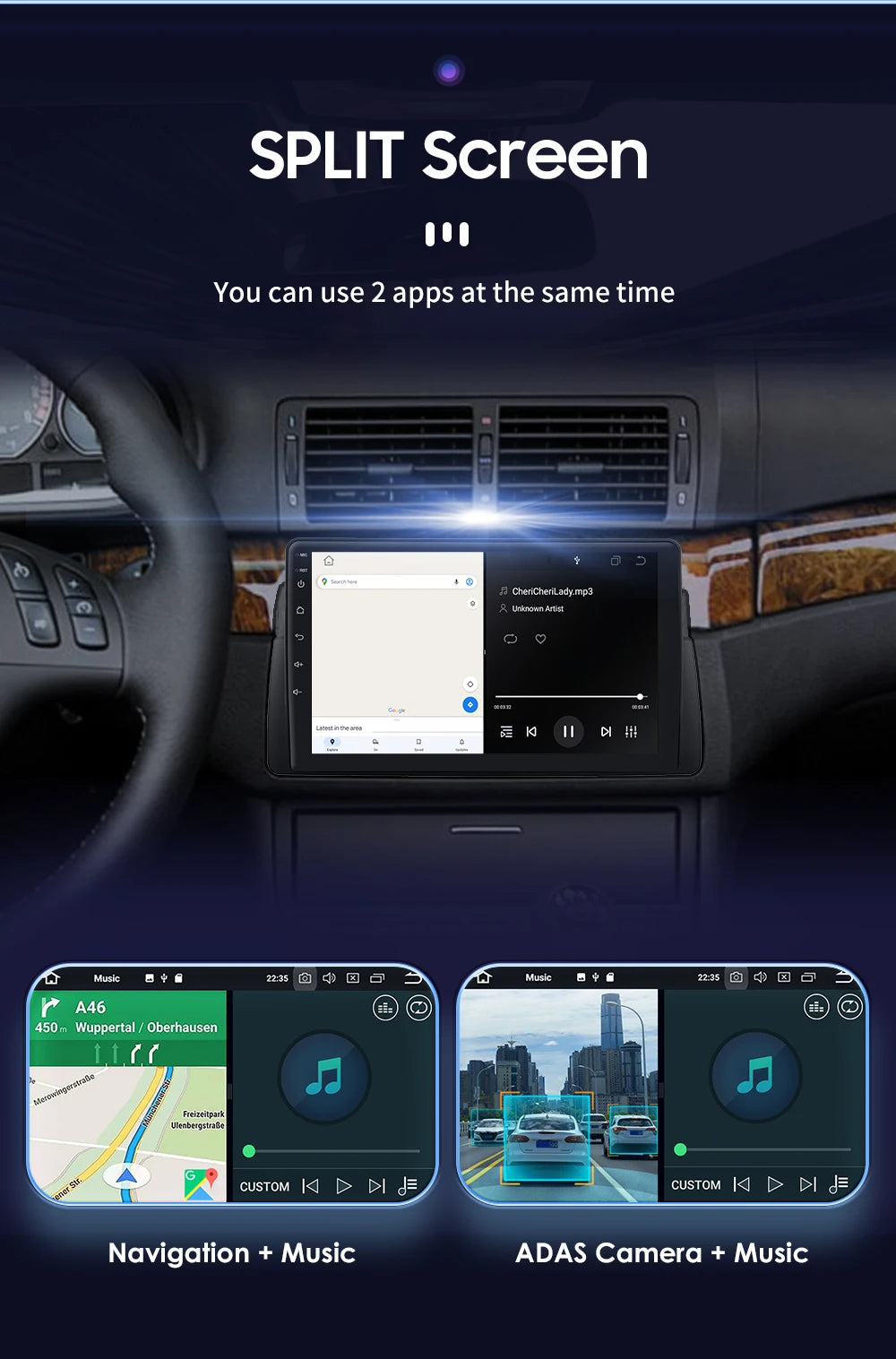 Apple Carplay Autoradio BMW M3 E46 1998 - 2006 Auto GPS RDS QLED Screen
