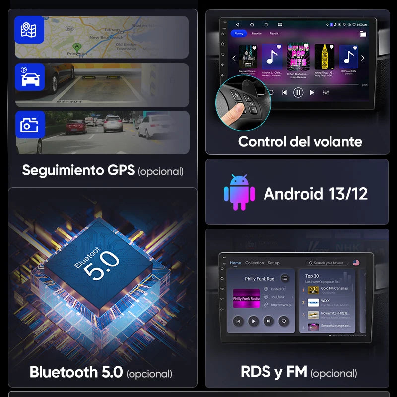 Autoradio Android 13 Toyota Auris (2006-2012) CarPlay sans fil et Android Auto, avec écran multimédia stéréo, GPS, RDS et DSP