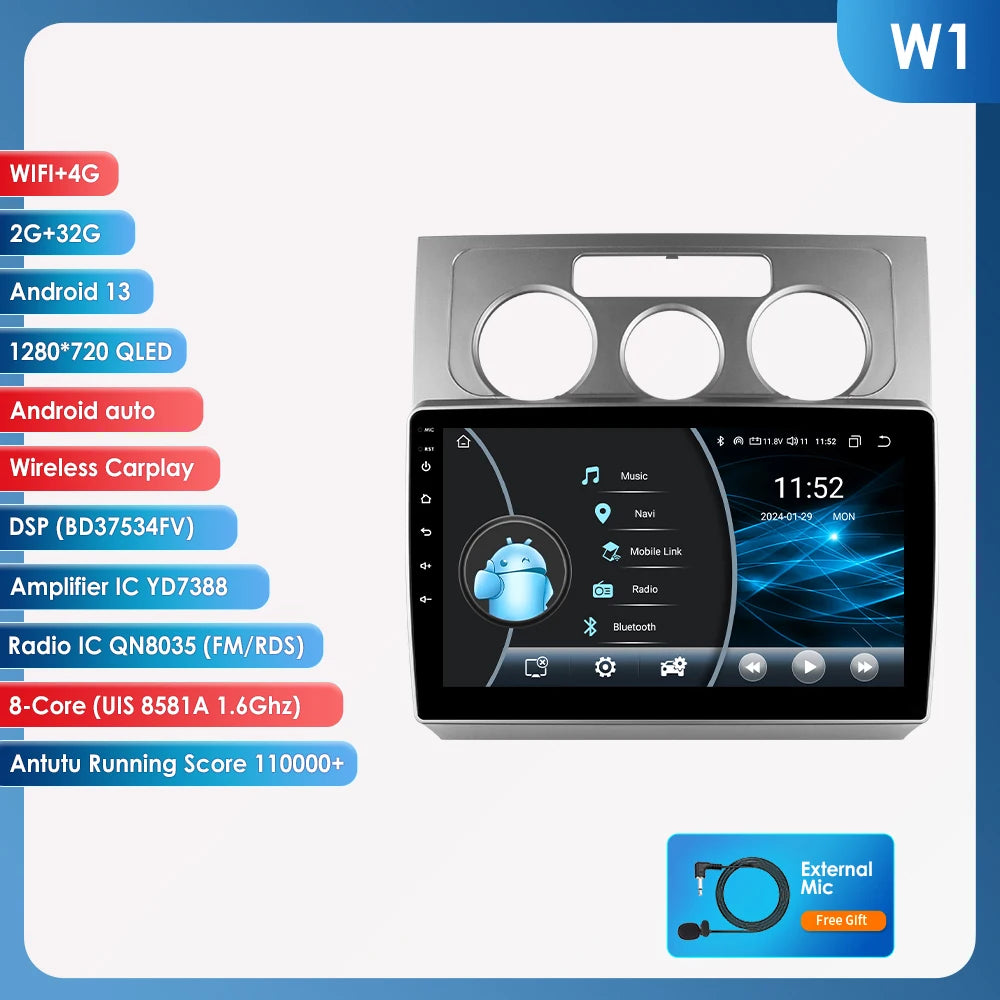 Autoradio CarPlay Intelligent Systems Volkswagen Touran 2003 - 2010 CarPlay Android 13 Auto