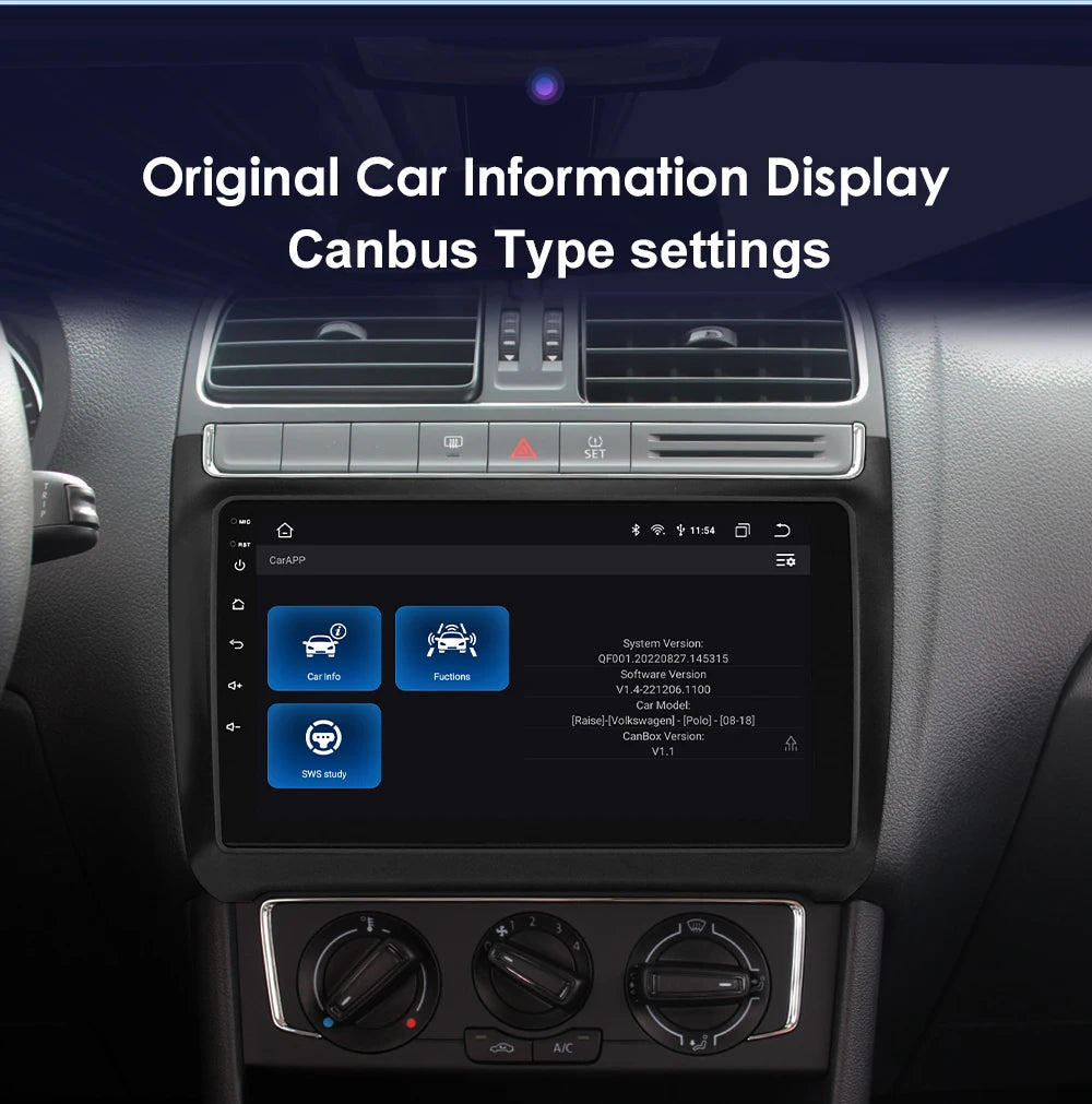 Autoradio CarPlay 2 DIN Android 13 pour Volkswagen Polo 5 (2008–2020)