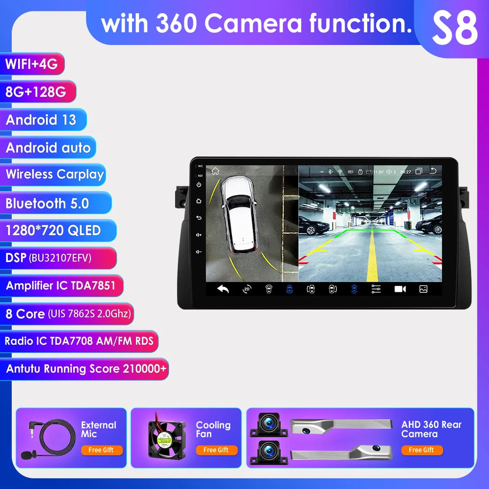 Apple Carplay Autoradio BMW M3 E46 1998 - 2006 Auto GPS RDS QLED Screen