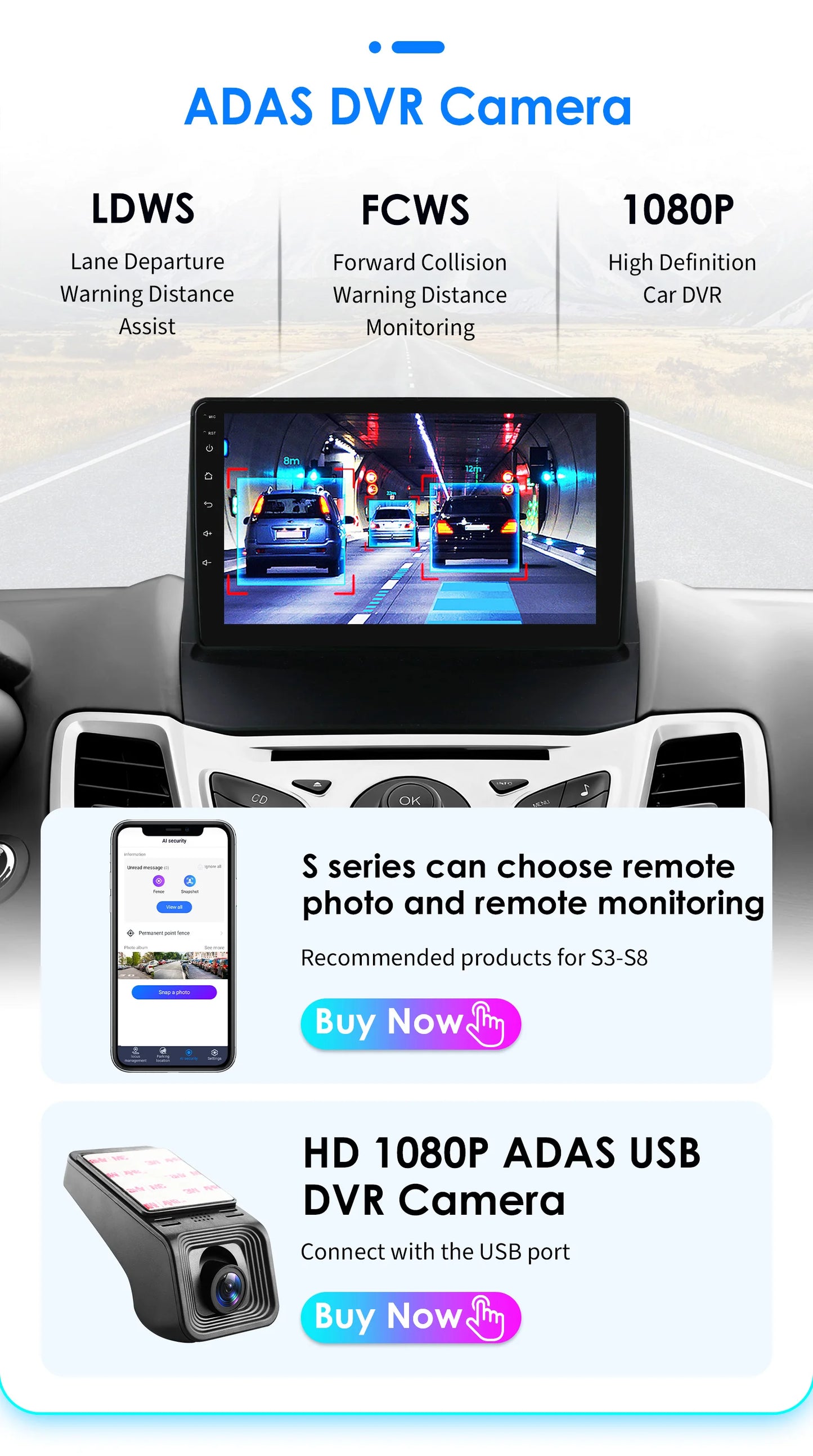 Autoradio 2 DIN Android avec CarPlay pour Ford Fiesta (2009–2017) – Lecteur Multimédia, Écran Intelligent, GPS, Navigation, RDS