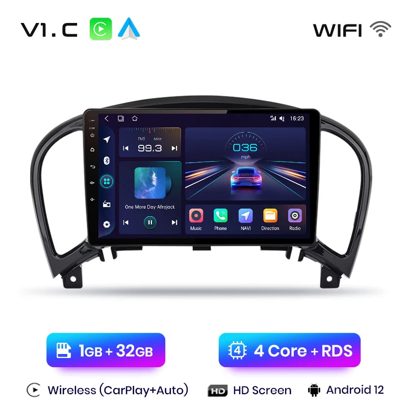 Autoradio 2DIN CarPlay sans fil et Android Auto Nissan Juke (2010 à 2014)
