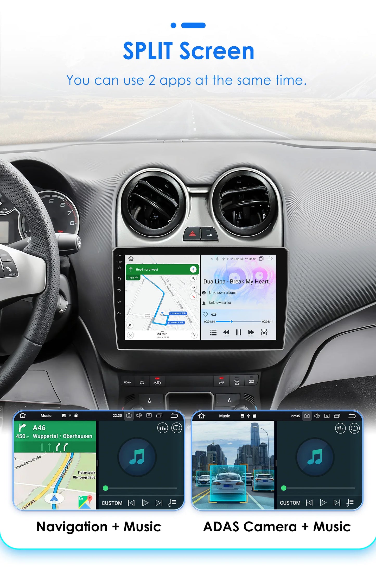 Autoradio Android 2DIN pour Alfa Romeo Mito 955 de 2008 à 2016 avec écran 9 pouces, GPS, CarPlay, Android Auto, lecteur multimédia vidéo et audio stéréo