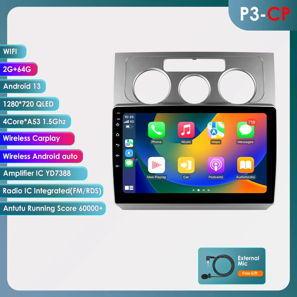 Autoradio CarPlay Intelligent Systems Volkswagen Touran 2003 - 2010 CarPlay Android 13 Auto