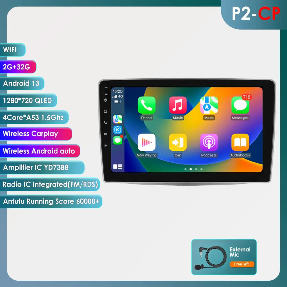 Autoradio Android 2DIN pour Alfa Romeo Mito 955 de 2008 à 2016 avec écran 9 pouces, GPS, CarPlay, Android Auto, lecteur multimédia vidéo et audio stéréo