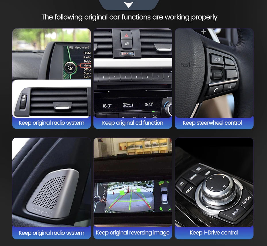 Écran multimédia sans fil CarPlay & Android Auto pour BMW Série 1, 2, 3, 4 (F20, F21, F22, F30, F31, F32, F33, F34, F36) – Version EU, 4G LTE, Bluetooth 5.0