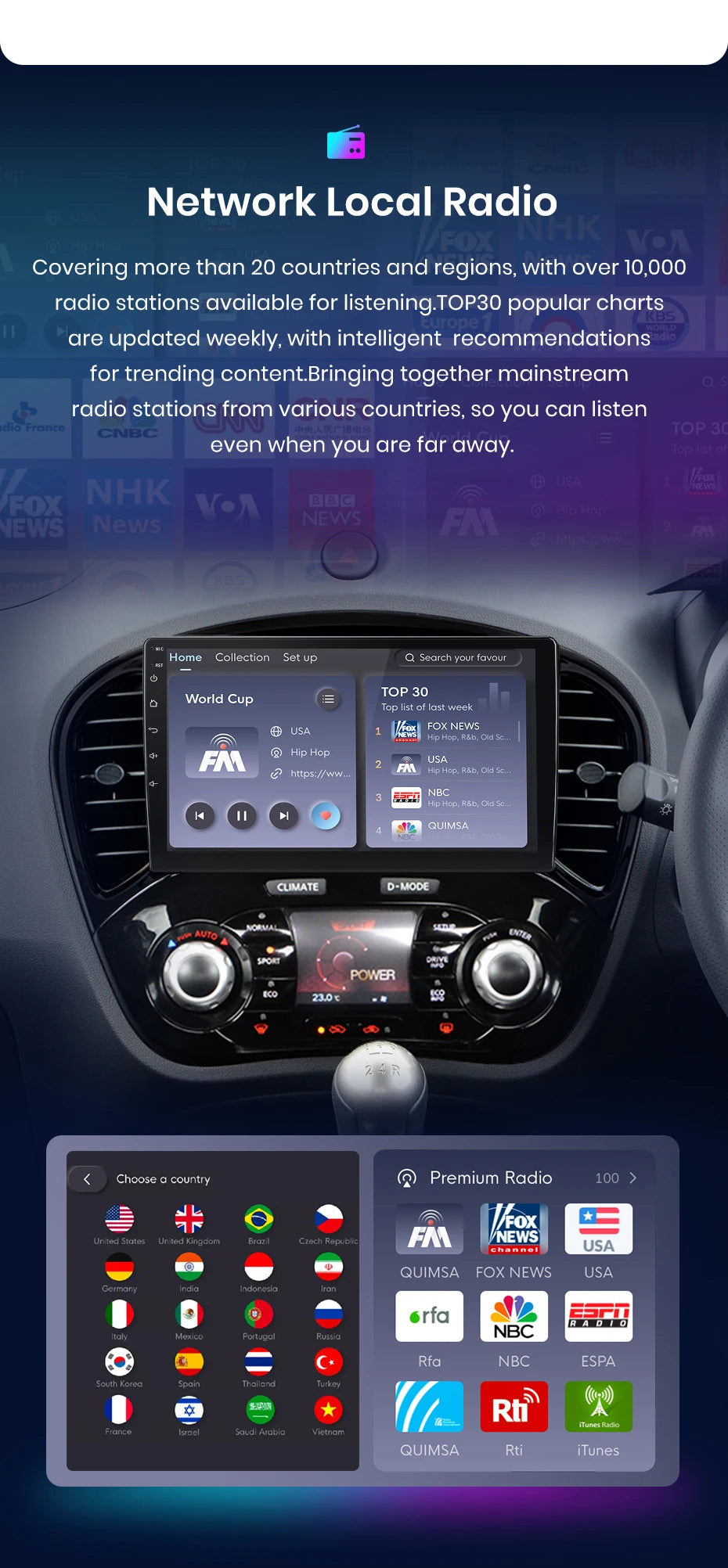 Autoradio 2DIN CarPlay sans fil et Android Auto Nissan Juke (2010 à 2014)