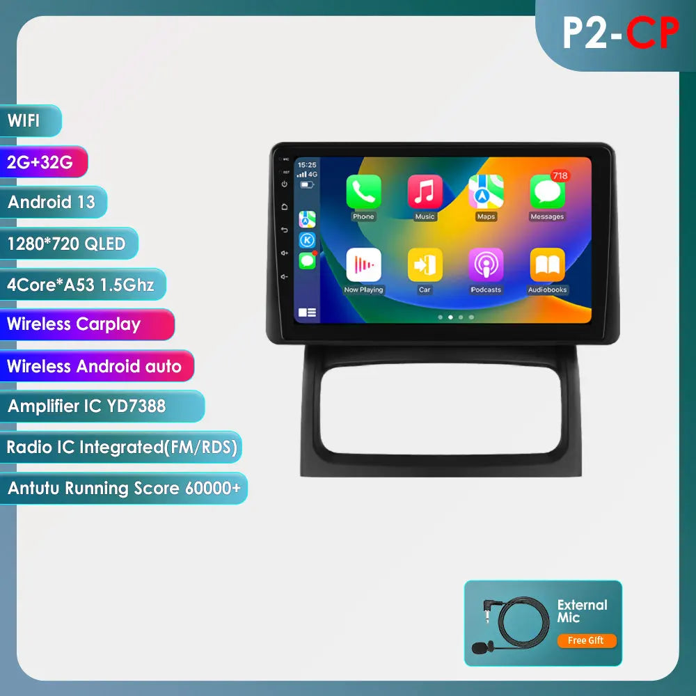 Autoradio CarPlay pour Renault Clio 2 (2000-2012) – Système intelligent 2DIN avec CarPlay sans fil et Android Auto, sans DVD.