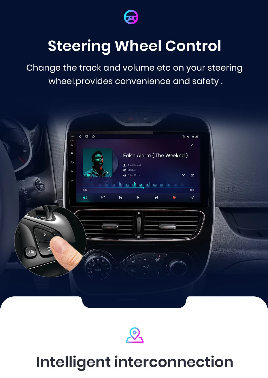 Autoradio CarPlay V1Pro AI Voice 2 DIN avec Android Auto, compatible Renault Clio 4 - Clio 4 RS- (2012-2019), GPS multimédia 4G pour voiture.