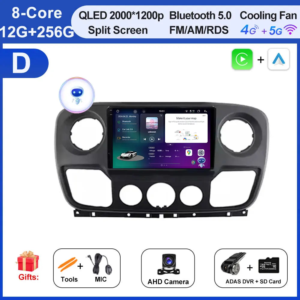 Android Auto, CarPlay sans fil Nissan NV400, Opel Movano, Renault Master III (2010-2019)