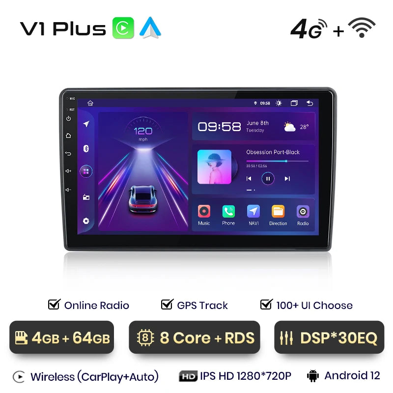 Autoradio CarPlay sans fil et Android Auto pour VW Golf 4 – GPS intégré