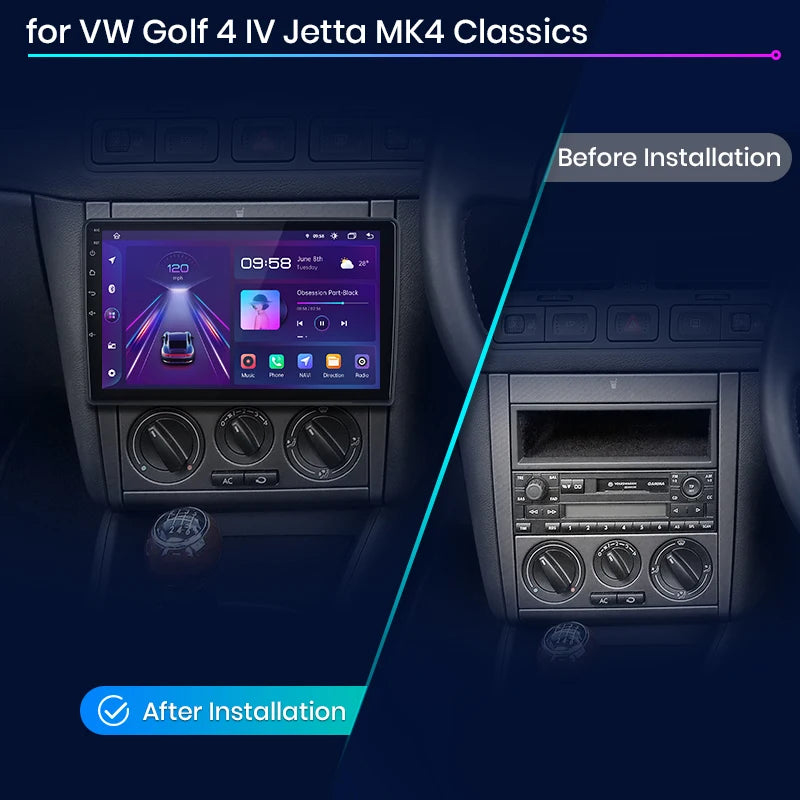 Autoradio CarPlay sans fil et Android Auto pour VW Golf 4 – GPS intégré