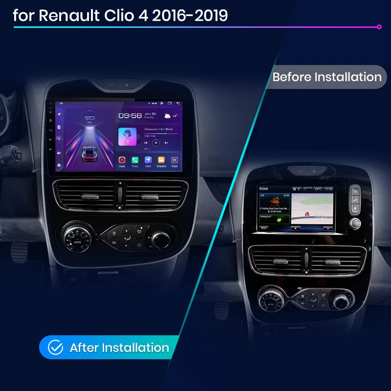 Autoradio CarPlay V1Pro AI Voice 2 DIN avec Android Auto, compatible Renault Clio 4 - Clio 4 RS- (2012-2019), GPS multimédia 4G pour voiture.