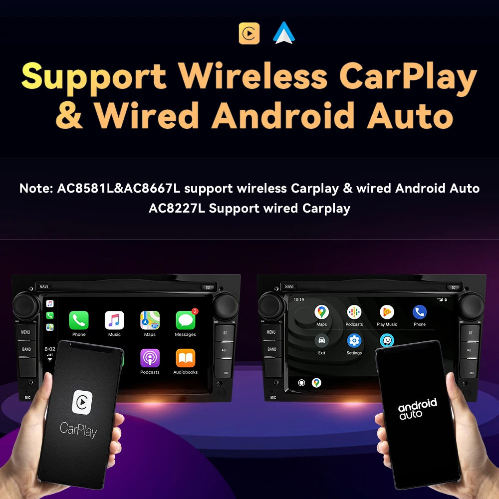 Autoradio Android 14 CarPlay sans fil Compatible avec Opel Astra / Vectra / Corsa / Zafira / Antara / Vivaro
