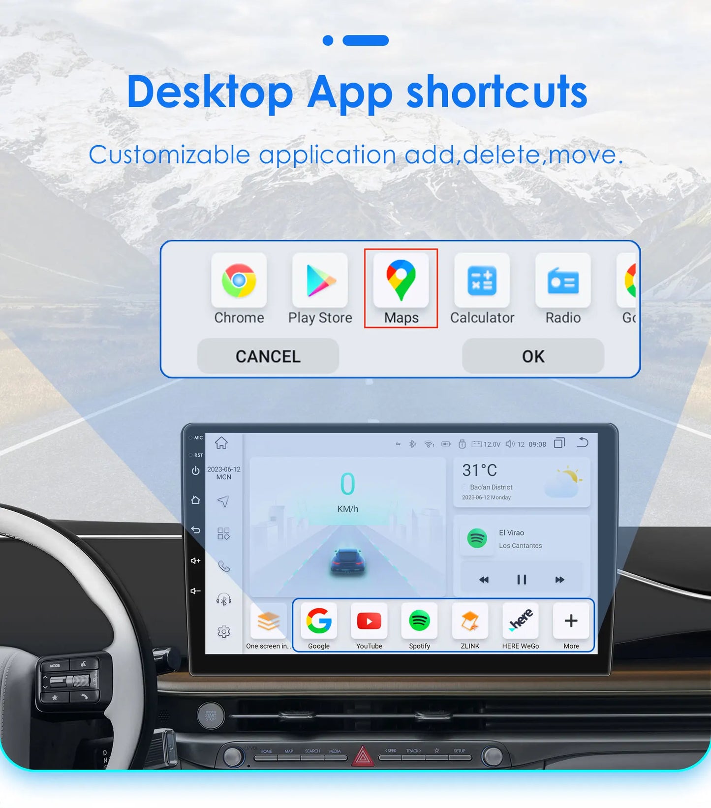 Autoradio CarPlay 2 DIN Android 13 pour Volkswagen Polo 5 (2008–2020)