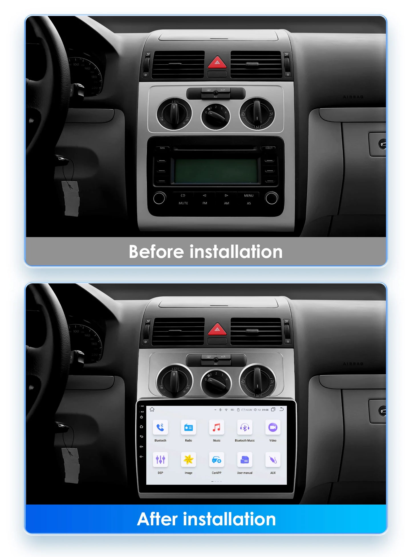 Autoradio CarPlay Intelligent Systems Volkswagen Touran 2003 - 2010 CarPlay Android 13 Auto