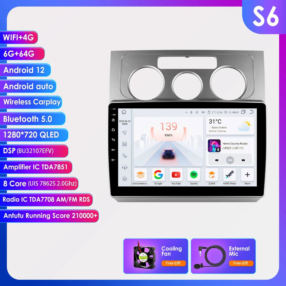 Autoradio CarPlay Intelligent Systems Volkswagen Touran 2003 - 2010 CarPlay Android 13 Auto