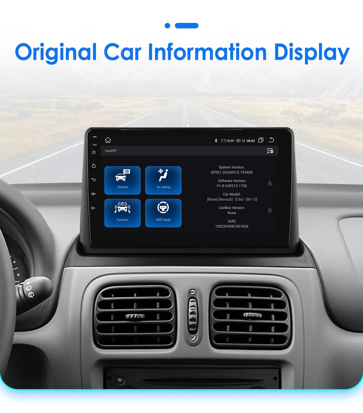 Autoradio CarPlay pour Renault Clio 2 (2000-2012) – Système intelligent 2DIN avec CarPlay sans fil et Android Auto, sans DVD.