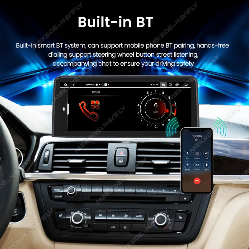 Écran multimédia sans fil CarPlay & Android Auto pour BMW Série 1, 2, 3, 4 (F20, F21, F22, F30, F31, F32, F33, F34, F36) – Version EU, 4G LTE, Bluetooth 5.0