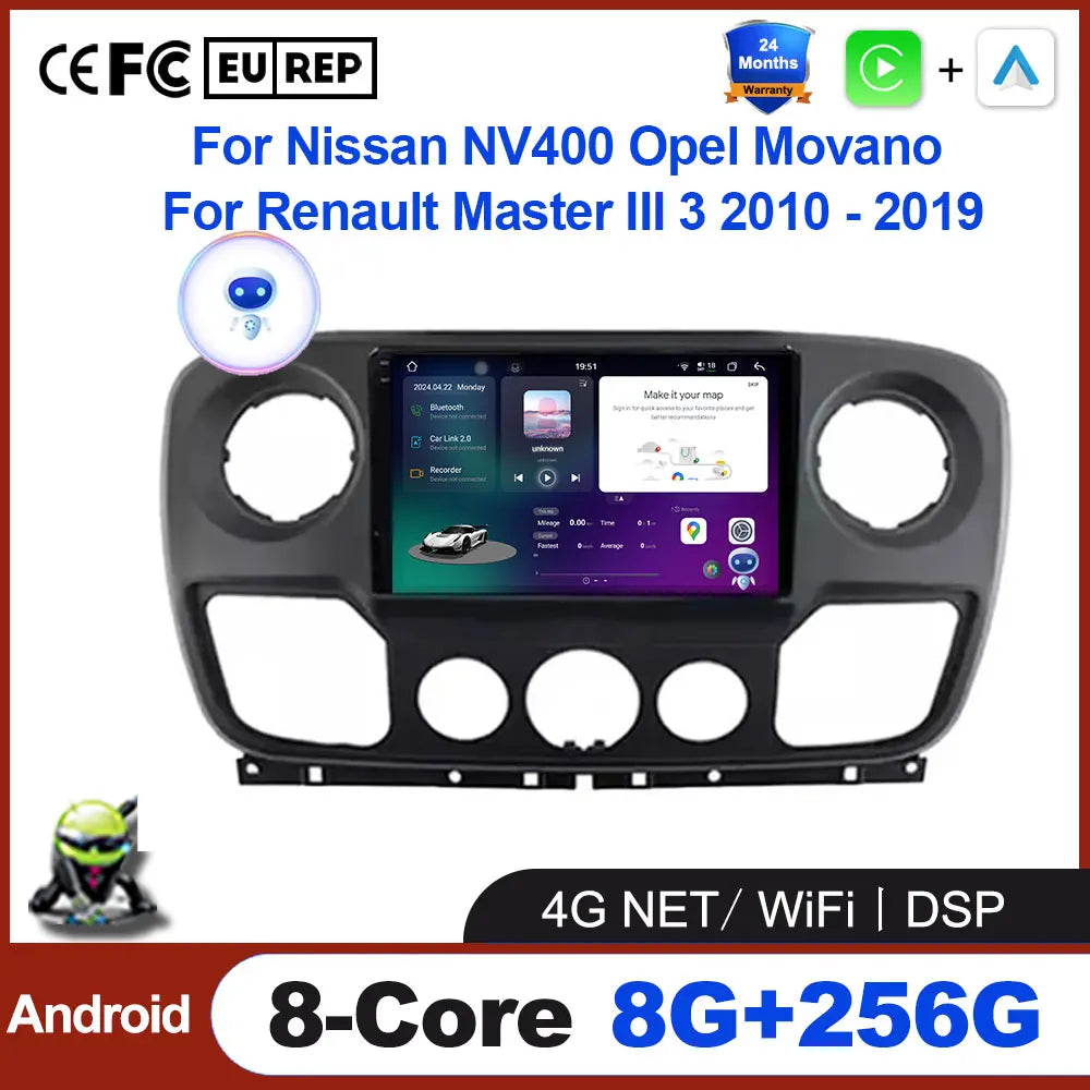 Android Auto, CarPlay sans fil Nissan NV400, Opel Movano, Renault Master III (2010-2019)