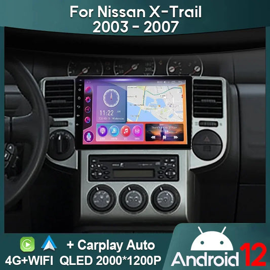 Autoradio CarPlay Android 12 pour Nissan X-Trail (2003-2007) – Écran QLED 2K, GPS, 4G, CarPlay, Lecteur Multimédia avec DSP