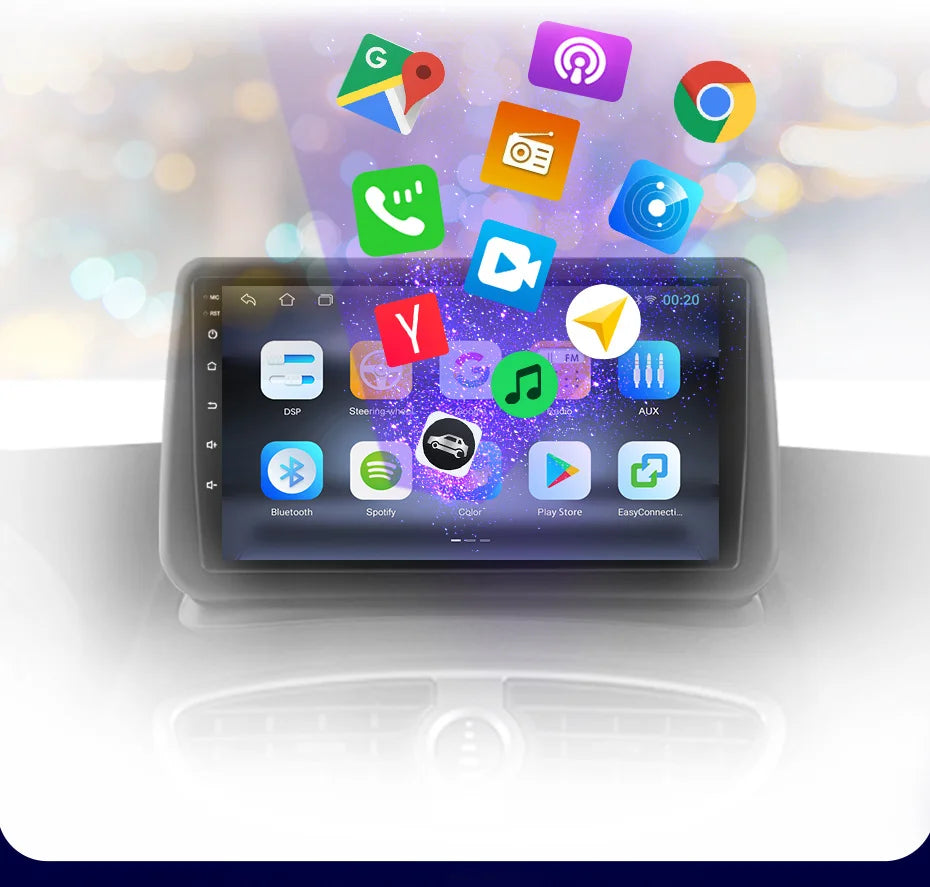 Autoradio écran pour PEUGEOT 207 207CC 2006-2015 avec CarPlay sans fil, Android Auto, GPS, Navi, FM RDS Bluetooth