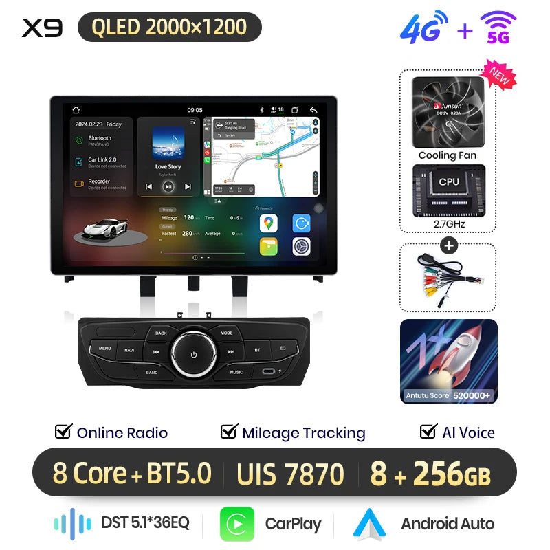 Autoradio Carplay Androidauto pour Renault Mégane 3 / Fluence / Samsung SM3 (2008–2014)