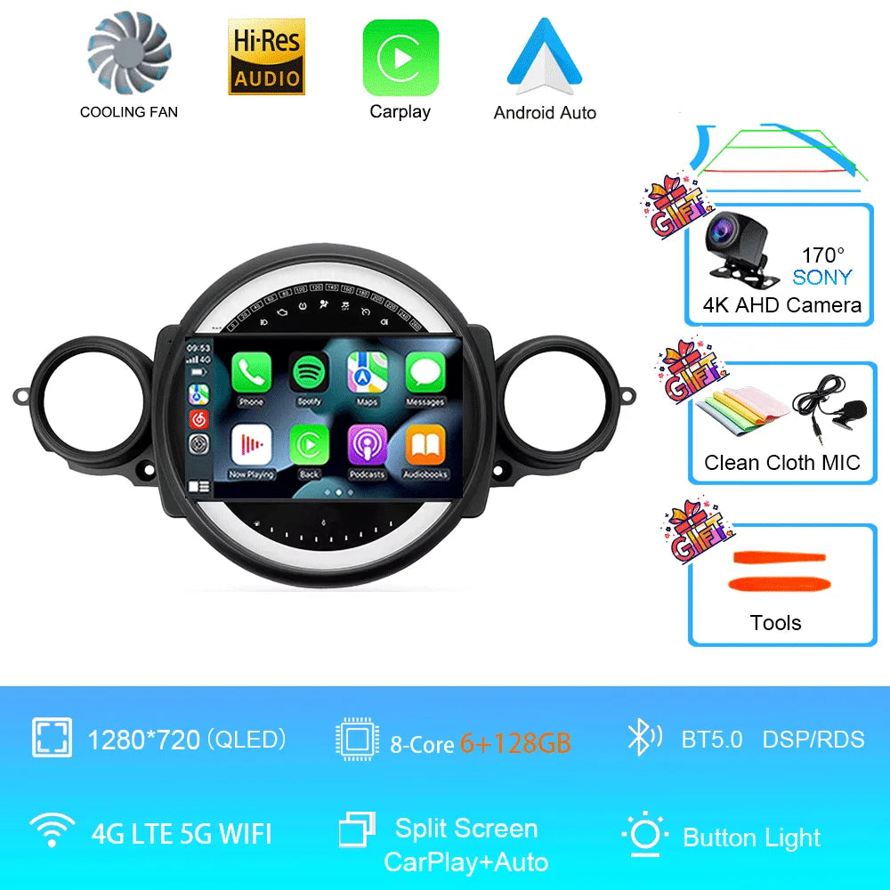 Autoradio Mini Cooper R56/R60/R51 (2006-2015) - GPS, CarPlay, Navigation, Stéréo, DSP, Bluetooth