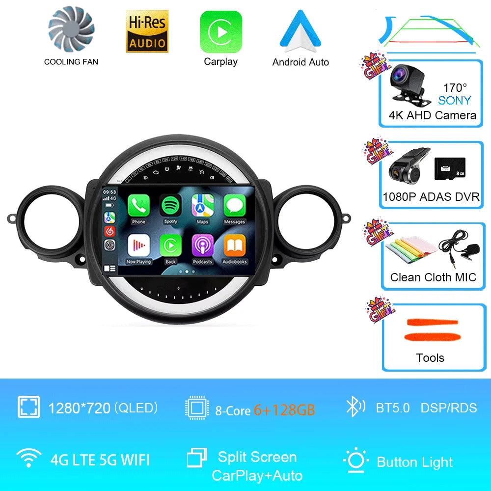 Autoradio Mini Cooper R56/R60/R51 (2006-2015) - GPS, CarPlay, Navigation, Stéréo, DSP, Bluetooth