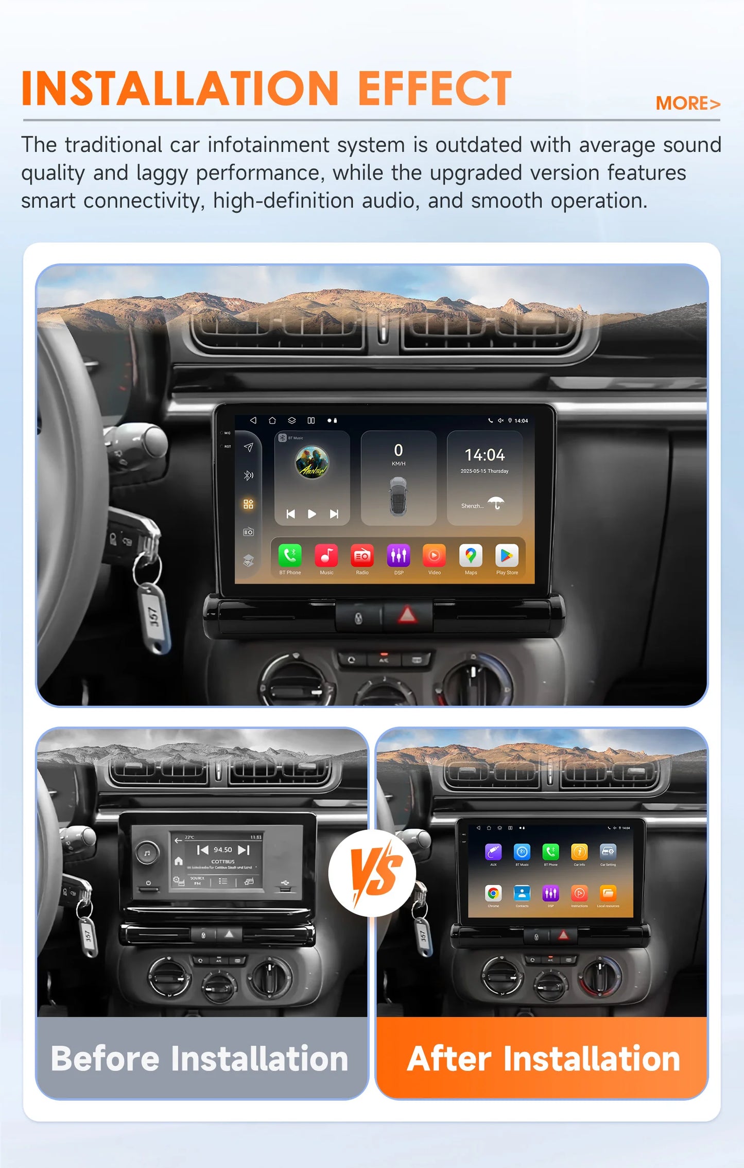 Autoradio , CarPlay et Android Aut sans fil, 4G, GPS, pour Citroën C3/C4 Aircross (2017–2023)