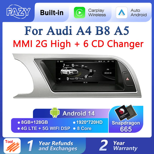 Autoradio CarPlay pour Audi A4 B8 / A5 (2008 à 2010) – Système MMI 2G High - Compatible audi CD changer
