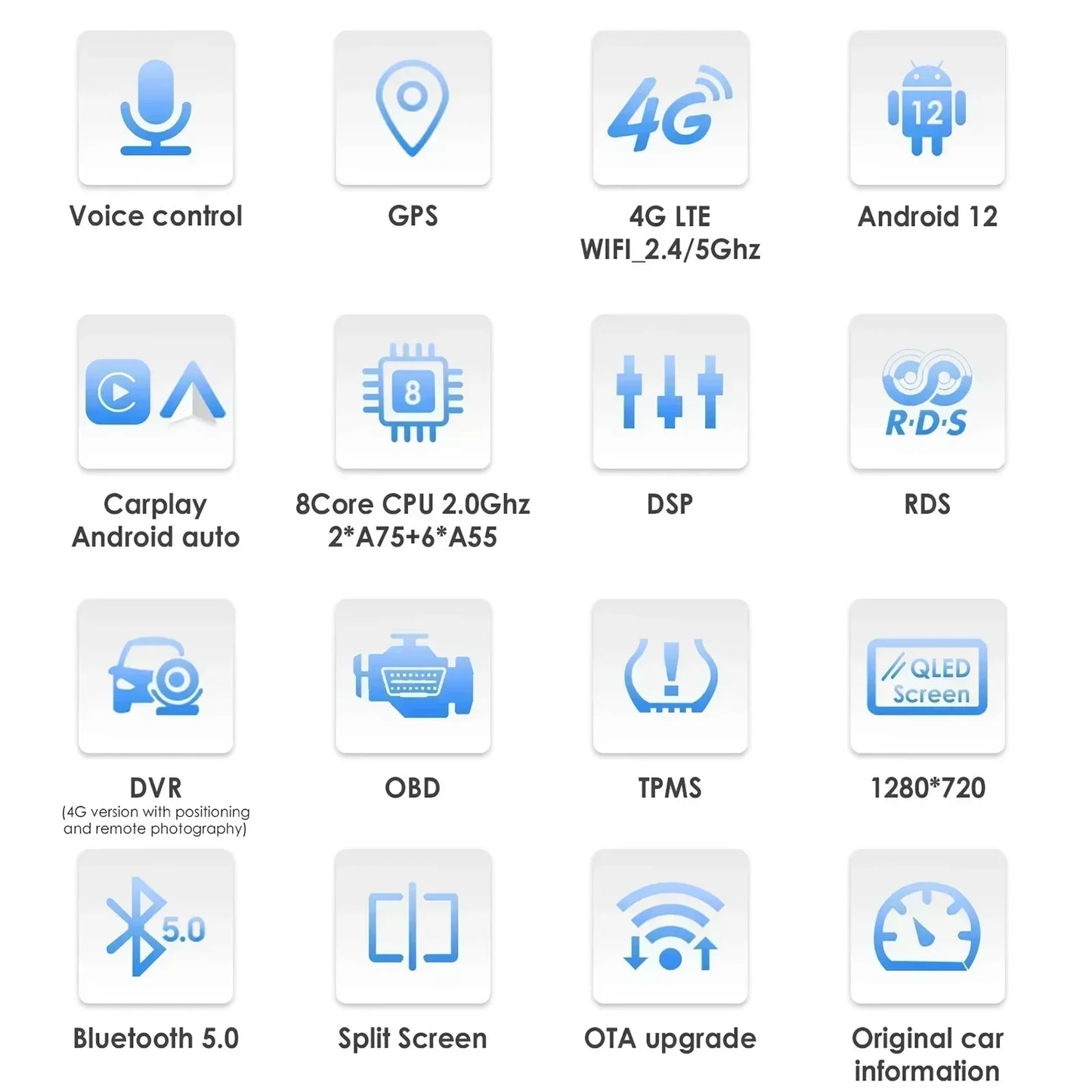 utoradio Android 9" Hizpo 2DIN avec GPS, Bluetooth, 4G, RDS, DSP, SWC et CarPlay – Compatible Ford Focus 2 Mk2 (2004-2011), Processeur UI7862