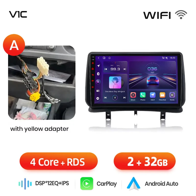 Autoradio CarPlay / Android Auto pour Renault Clio 3 (2005–2014)