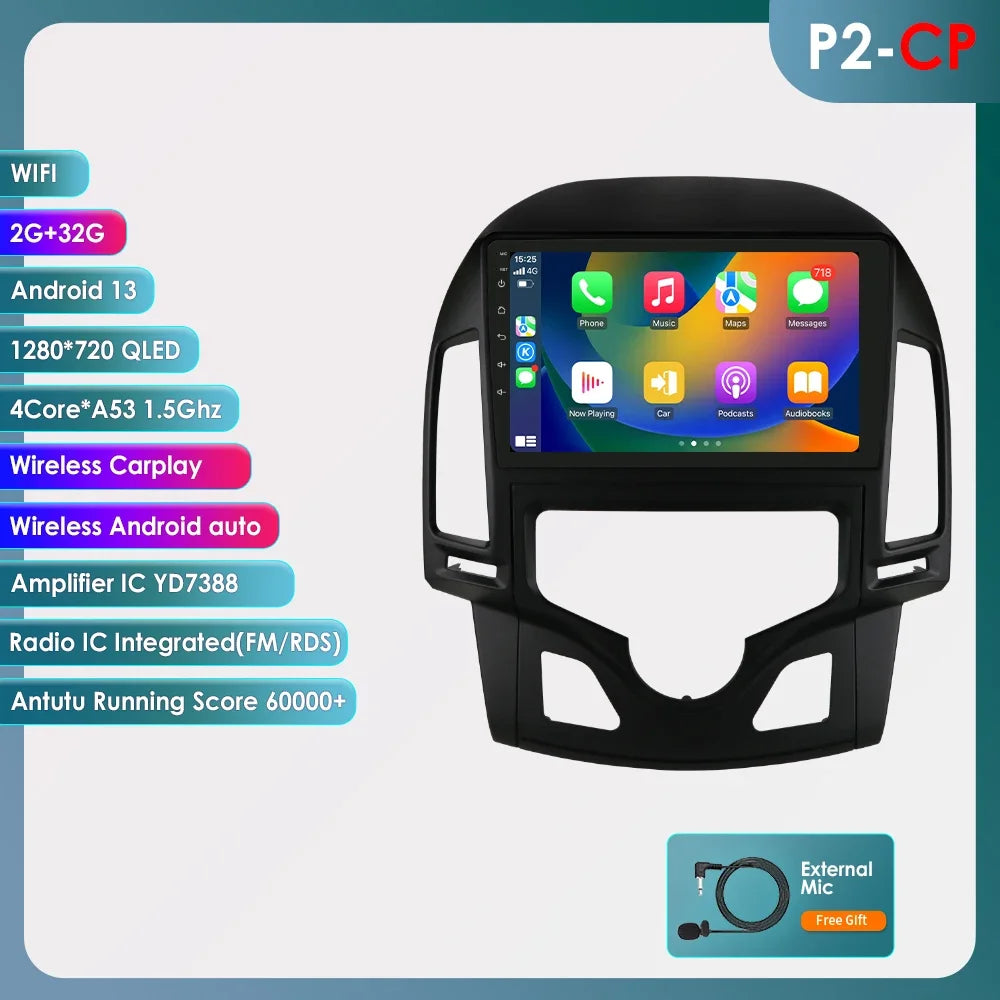 Autoradio Carplay Android 13 Hyundai i30 (2006 - 2011)