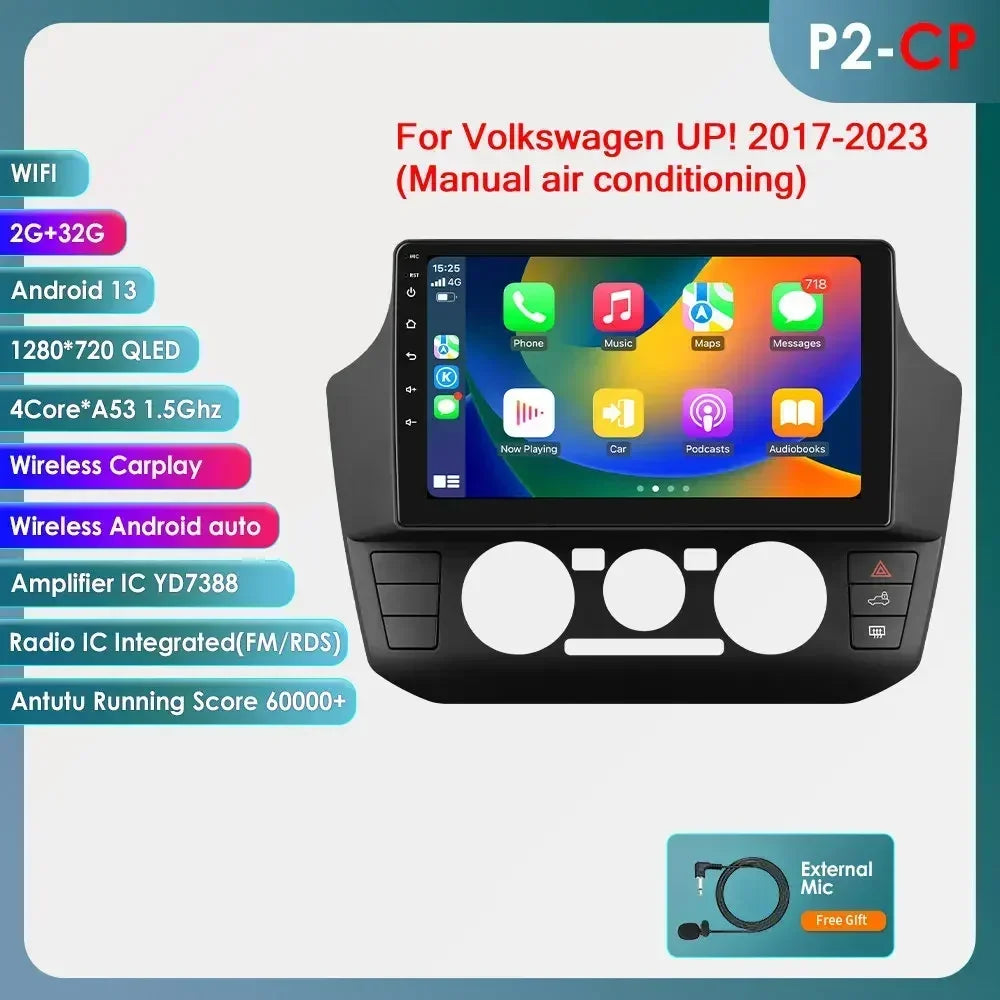 Autoradio Volkswagen UP! (2017 à 2023) – Compatible CarPlay & Android Auto – Écran tactile avec lecteur audio/vidéo