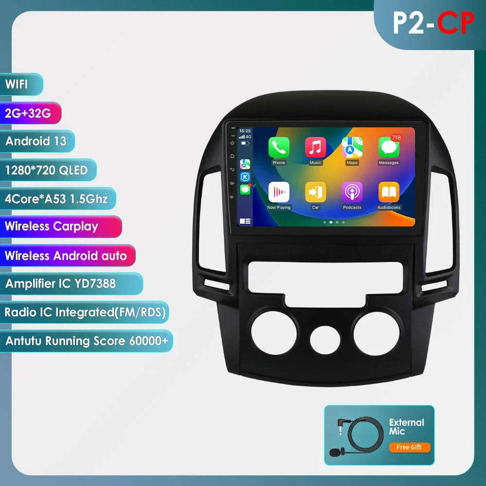 Autoradio Carplay Android 13 Hyundai i30 (2006 - 2011)