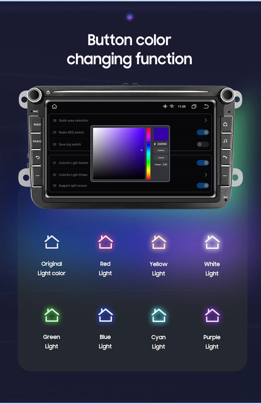 Autoradio Android avec CarPlay et GPS pour VW Caddy, Polo 5, Golf 5/6 Plus, Passat B6, Jetta, Tiguan, Touran, Sharan, Scirocco, Eos et Seat.