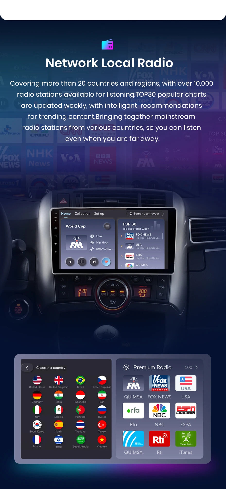 Autoradio CarPlay & Android Auto pour Toyota Verso R20 (2009-2018) Système Multimédia Intelligent avec GPS Intégré