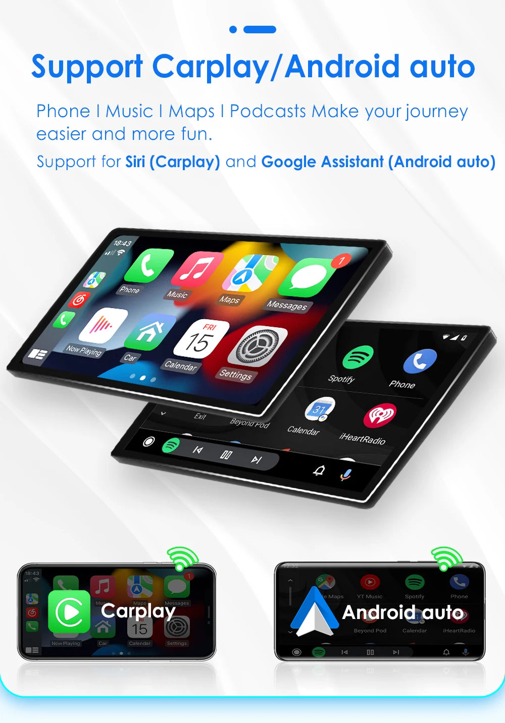 Autoradio CarPlay 2 DIN Android 13 pour Volkswagen Polo 5 (2008–2020)