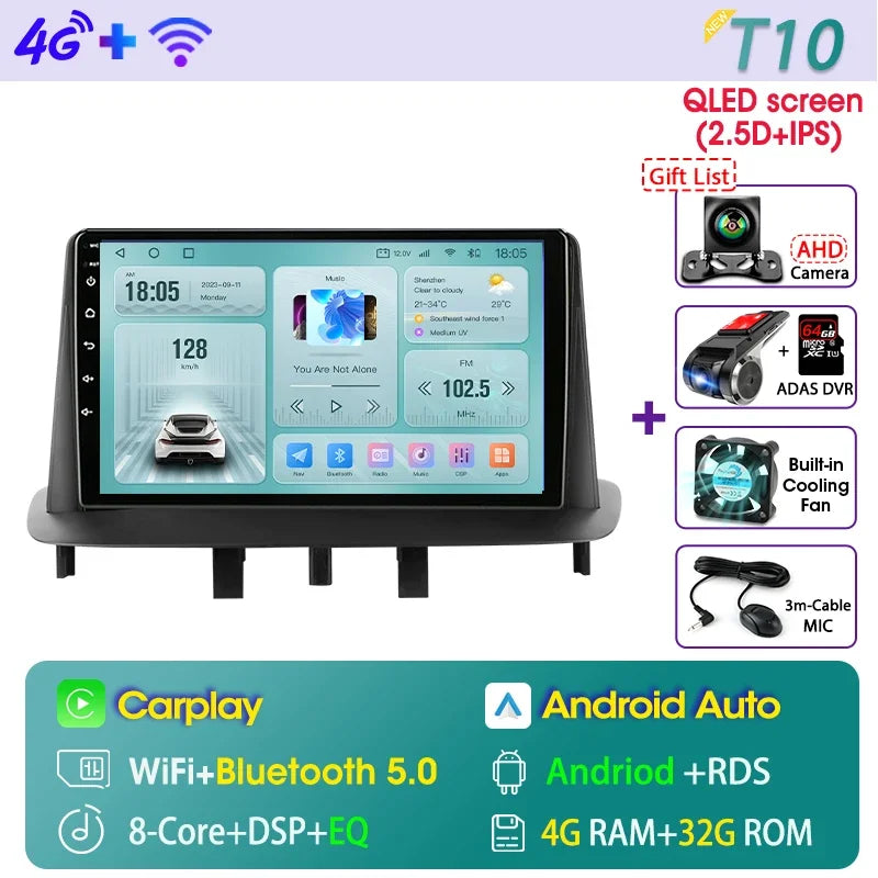 Radio con Carplay y Android Auto para Renault Mégane 3 y Fluence (años 2008 a 2014)